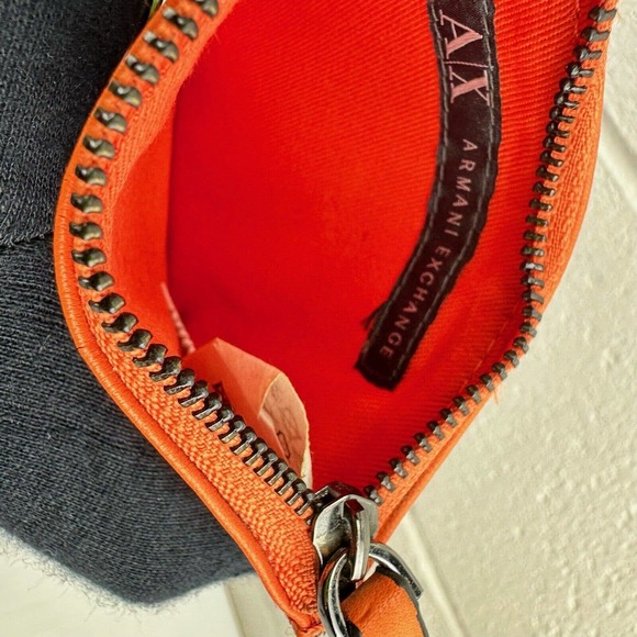Armani Exchange Orange Pebble Leather Coin Purse & Key Chain Style C05550 - Picture 6 of 7